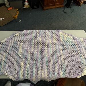 Handmade Crochet Throw in Pastel Lavender & Cream
